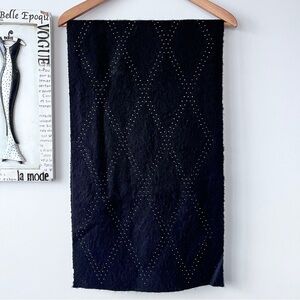 Zara Black Whimsigoth Studded Diamond Holiday Argyle Scarf Size M